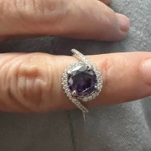 New Jackpot Candle silver tone ring with dark purple stone in size 6